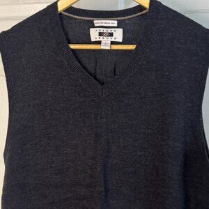 Joseph Abboud Men's L Charcoal Grey Extra Fine Merino Wool V-Neck Sweater Vest